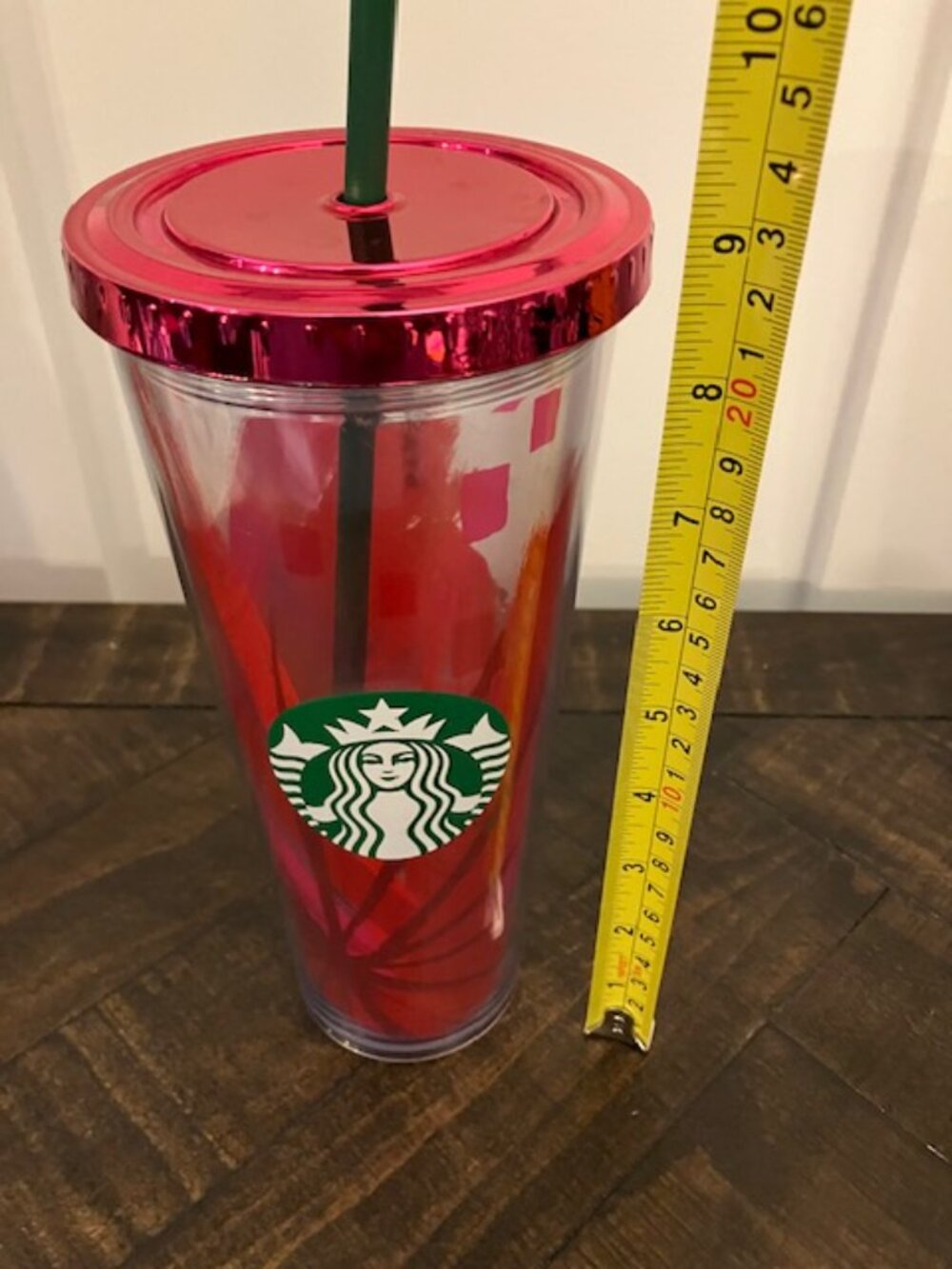 2014 Starbucks Holiday Splash Swirl Christmas Red Pink Clear Venti Tumbler 24oz - Picture 2 of 6